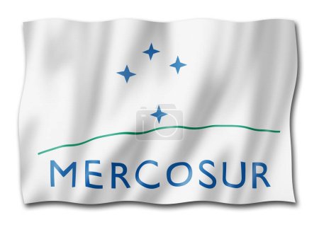 Téléchargez les photos : Drapeau du Mercosur, marché commun méridional. Illustration 3D - en image libre de droit