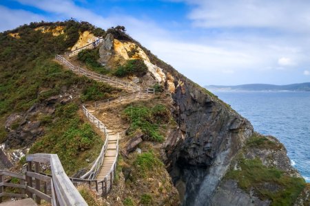 Photo for Punta socastro, also called punta fucino do porco. Cliffs and Atlantic ocean view, Galicia, Spain - Royalty Free Image