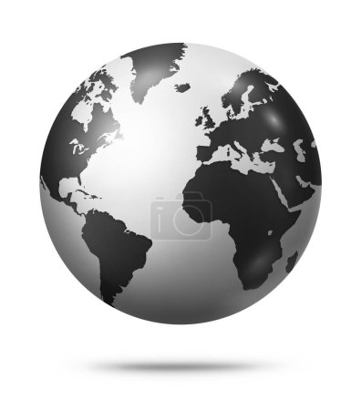 Téléchargez les photos : Globe de terre noire isolé sur fond blanc. Illustration 3D - en image libre de droit