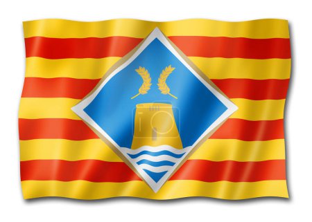 Téléchargez les photos : El Hierro, drapeau des îles Baléares, collection de bannières d'Espagne. Illustration 3D - en image libre de droit