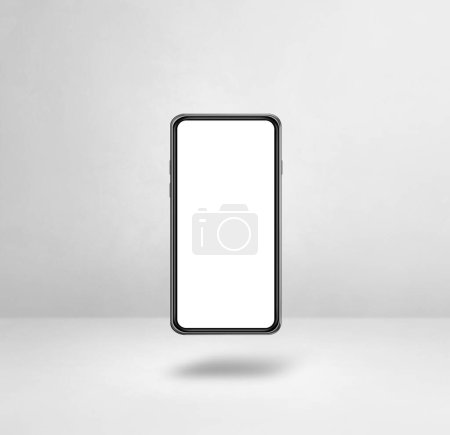 Photo for Blank smartphone floating over a white background. 3D isolated illustration. Square template - Royalty Free Image