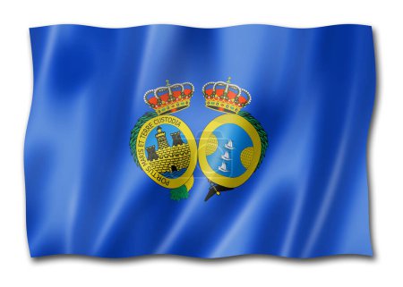 Foto de Bandera de la provincia de Huelva, España ondeando la colección de banners. Ilustración 3D - Imagen libre de derechos