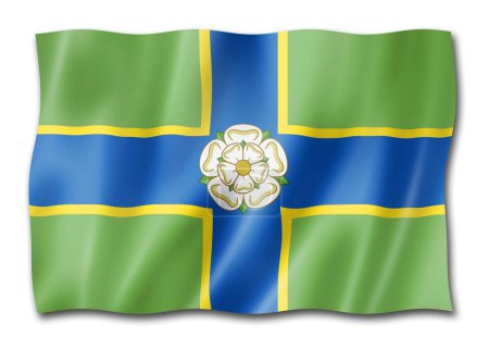 Téléchargez les photos : Drapeau du comté de Yorkshire, Royaume-Uni agitant la collection de bannières. Illustration 3D - en image libre de droit
