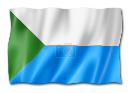 Téléchargez les photos : Etat de Khabarovsk - Territoire - drapeau, Russie agitant la collection de bannières. Illustration 3D - en image libre de droit
