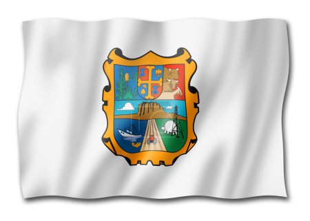 Foto de Bandera del estado de Tamaulipas, México ondeando la colección de pancartas. Ilustración 3D - Imagen libre de derechos