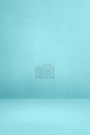 Photo for Aqua blue concrete interior background. Empty template scene. Vertical mockup - Royalty Free Image
