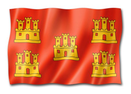 Foto de Bandera de la Región de Poitou-Charentes, Francia ondeando la colección de banners. Ilustración 3D - Imagen libre de derechos