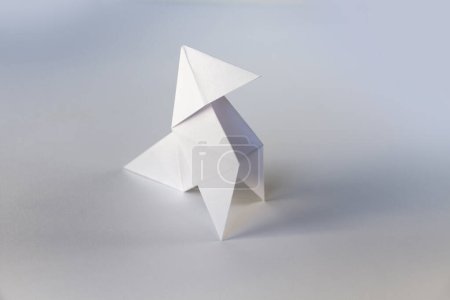 Photo for Paper hen origami isolated on a blank white background. Cocotte en papier - Royalty Free Image
