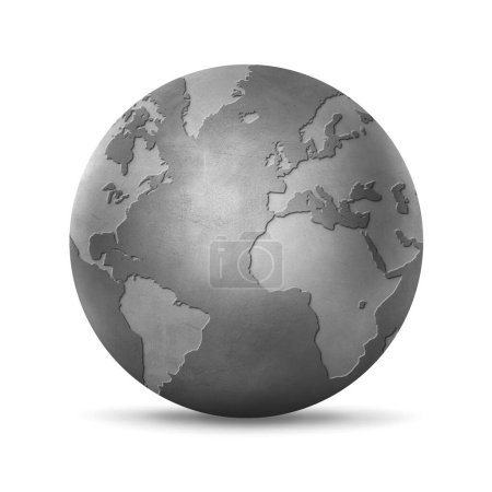 Photo for Concrete world globe isolated on white background. Symbol of devitalized earth. 3D illustration - Royalty Free Image