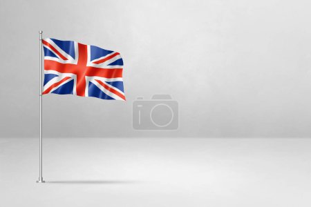 Téléchargez les photos : Royaume-Uni, drapeau britannique, illustration 3D, isolé sur fond de mur en béton blanc - en image libre de droit