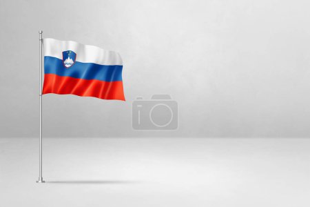 Photo for Slovenia flag, 3D illustration, isolated on white concrete wall background - Royalty Free Image