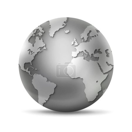 Téléchargez les photos : Globe du monde en métal isolé sur fond blanc. Illustration 3D - en image libre de droit