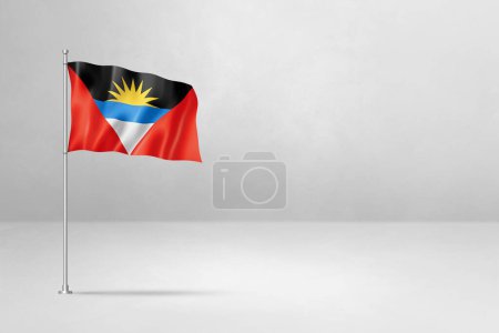 Photo for Antigua and Barbuda flag, 3D illustration, isolated on white concrete wall - Royalty Free Image