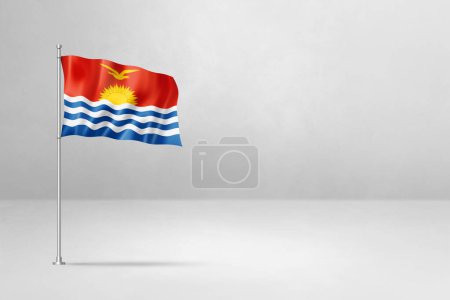 Foto de Bandera Kiribati, ilustración 3D, aislada sobre fondo de pared de hormigón blanco - Imagen libre de derechos