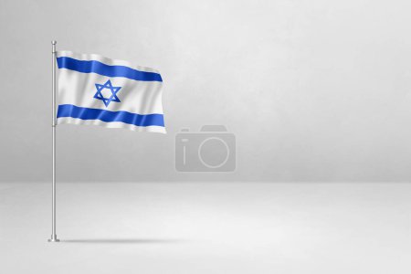 Photo for Israel flag, 3D illustration, isolated on white concrete wall background - Royalty Free Image