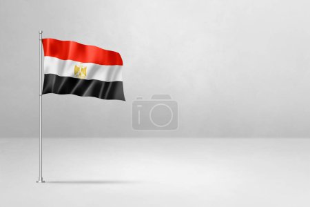 Foto de Bandera de Egipto, ilustración 3D, aislado sobre fondo de pared de hormigón blanco - Imagen libre de derechos