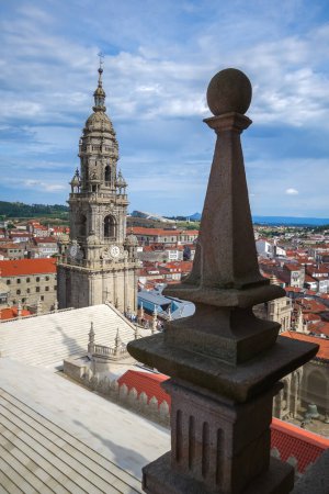 Santiago de Compostela Cathedral, Galicia, Spain. View from the roof