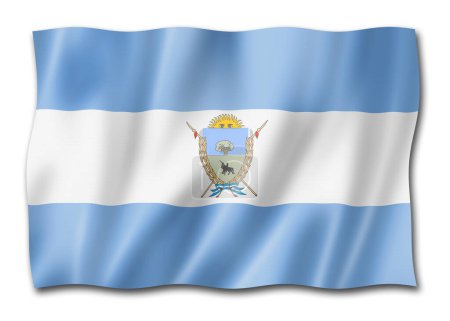 Téléchargez les photos : Drapeau de la province de La Pampa, collection de bannières en Argentine. Illustration 3D - en image libre de droit