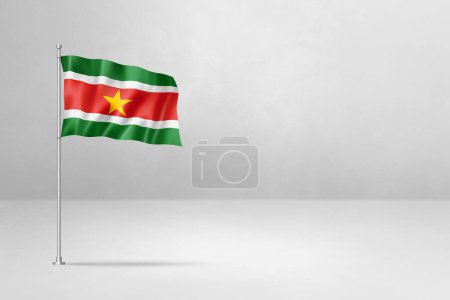 Photo for Suriname flag, 3D illustration, isolated on white concrete wall background - Royalty Free Image