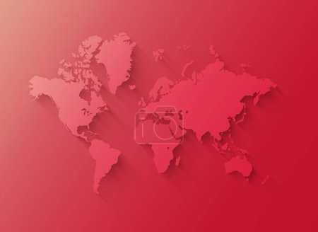 Téléchargez les photos : Illustration de carte du monde isolée sur fond rose - en image libre de droit