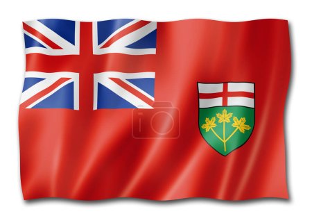 Téléchargez les photos : Drapeau de la province de l'Ontario, collection de bannières Canada. Illustration 3D - en image libre de droit