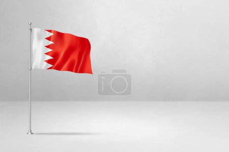 Téléchargez les photos : Drapeau Bahreïn, illustration 3D, isolé sur un mur de béton blanc - en image libre de droit