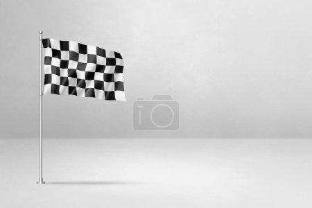 Photo for Auto racing finish checkered flag, 3D illustration, isolated on white - Royalty Free Image