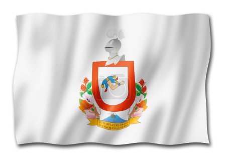 Foto de Bandera del estado de Colima, México ondeando la colección de pancartas. Ilustración 3D - Imagen libre de derechos