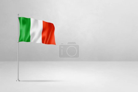 Téléchargez les photos : Drapeau Italie, illustration 3D, isolé sur fond de mur en béton blanc - en image libre de droit