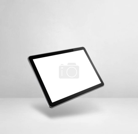 Photo for Blank tablet pc computer floating over a white background. 3D isolated illustration. Square template - Royalty Free Image