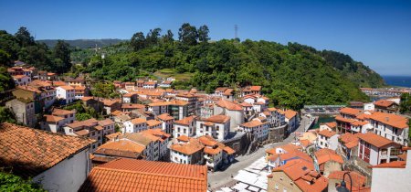 Photo for Cudillero fishing village in Asturias, Spain. Panoramic aerial view - Royalty Free Image