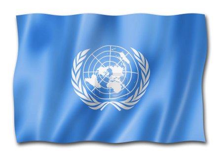 Téléchargez les photos : Organisation des Nations Unies agitant le drapeau. Illustration 3D - en image libre de droit