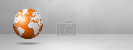 Photo for World globe, orange earth map, floating over a white background. 3D isolated illustration. Banner template - Royalty Free Image