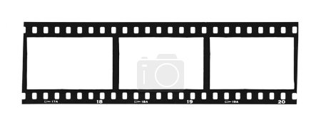 Filmstreifen mit Vintage-Fotografie isoliert auf weißem Hintergrund. Textur mit Leerzeichen