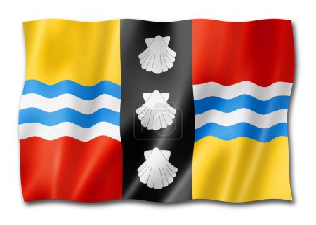 Foto de Bandera del Condado de Bedfordshire, Reino Unido ondeando la colección de banners. Ilustración 3D - Imagen libre de derechos