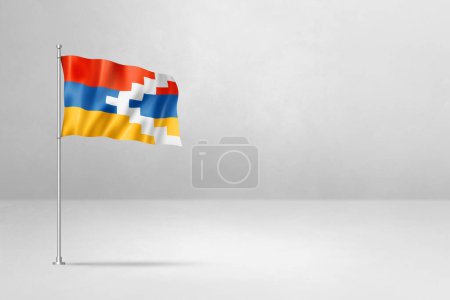 Photo for Nagorno-Karabakh flag, 3D illustration, isolated on white concrete wall backgroun - Royalty Free Image