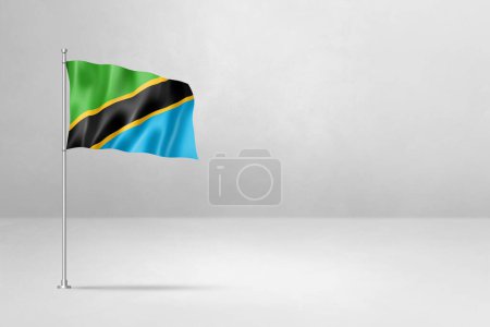 Photo for Tanzania flag, 3D illustration, isolated on white concrete wall background - Royalty Free Image