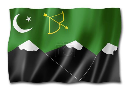 Téléchargez les photos : Le drapeau ethnique du peuple burusho, Pakistan. Illustration 3D - en image libre de droit
