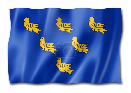 Téléchargez les photos : Drapeau du comté de Sussex, Royaume-Uni agitant la collection de bannières. Illustration 3D - en image libre de droit
