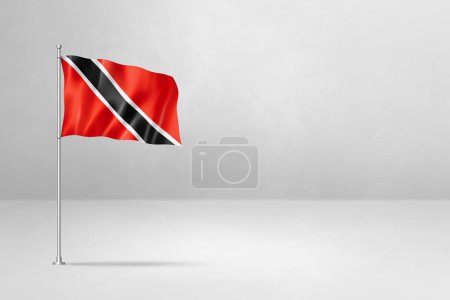 Téléchargez les photos : Drapeau de Trinité-et-Tobago, illustration 3D, isolé sur fond de mur en béton blanc - en image libre de droit