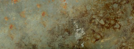 Photo for Old rusty metal texture. Grunge background industrial wallpaper. . Horizontal banner - Royalty Free Image