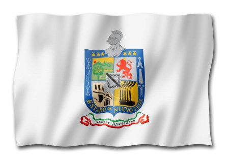 Téléchargez les photos : Drapeau de l'État de Nuevo Leon, collection de bannières au Mexique. Illustration 3D - en image libre de droit