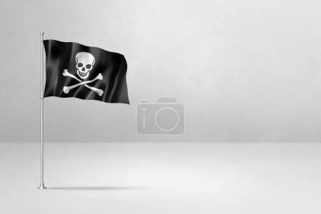 Foto de Pirate flag, Jolly Roger, 3D illustration, isolated on white - Imagen libre de derechos