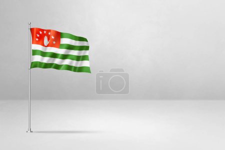 Téléchargez les photos : Drapeau Abkhazie, illustration 3D, isolé sur mur de béton blanc - en image libre de droit