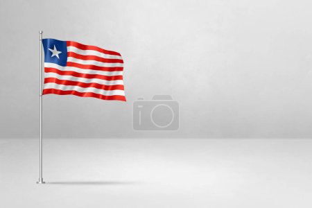 Foto de Bandera de Liberia, ilustración 3D, aislada sobre fondo de pared de hormigón blanco - Imagen libre de derechos