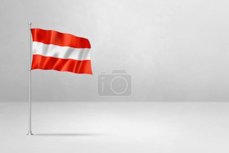Foto de Bandera de Austria, ilustración 3D, aislada en muro de hormigón blanco - Imagen libre de derechos