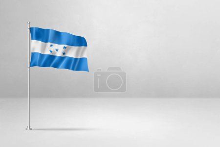 Foto de Bandera de Honduras, ilustración 3D, aislada sobre fondo de pared de hormigón blanco - Imagen libre de derechos