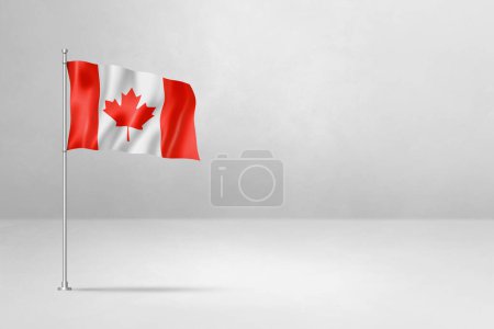 Foto de Bandera de Canadá, ilustración 3D, aislado sobre fondo de pared de hormigón blanco - Imagen libre de derechos