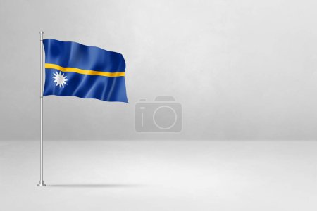 Photo for Nauru flag, 3D illustration, isolated on white concrete wall background - Royalty Free Image