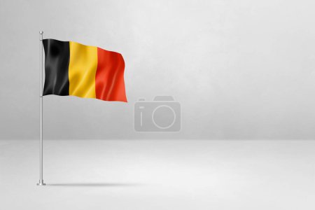 Foto de Bandera de Bélgica, ilustración 3D, aislada en muro de hormigón blanco - Imagen libre de derechos